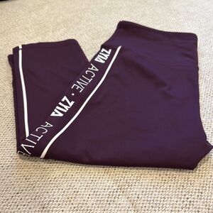 ZYIA Purple Leggings with White Stripe Detail